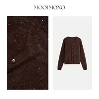 MOOI MONO"绒雾琥珀"显瘦气质琥珀流光风长袖毛衣外套 W128H53