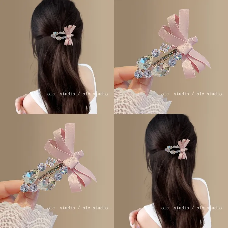 涧石粉！张元英边夹！甜美水钻ins风刘海碎发夹女前额一字夹