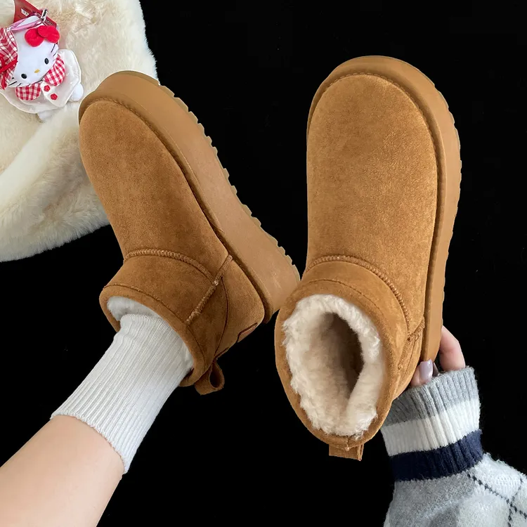 东北复古加绒防滑厚底雪地靴女2025新款冬季外穿百搭加厚保暖棉鞋