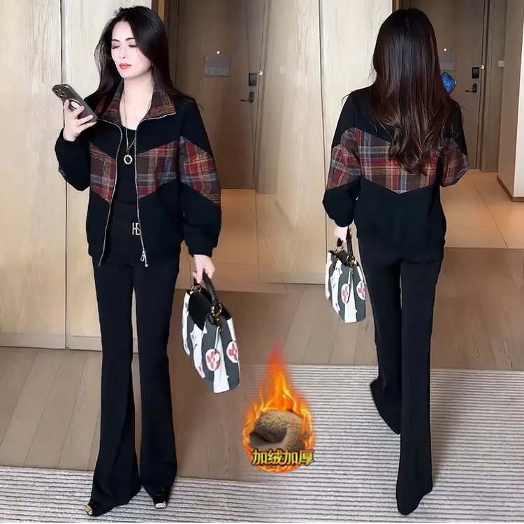 加绒加厚短款外套女2025秋冬新款洋气显瘦小个子百搭休闲夹克上衣