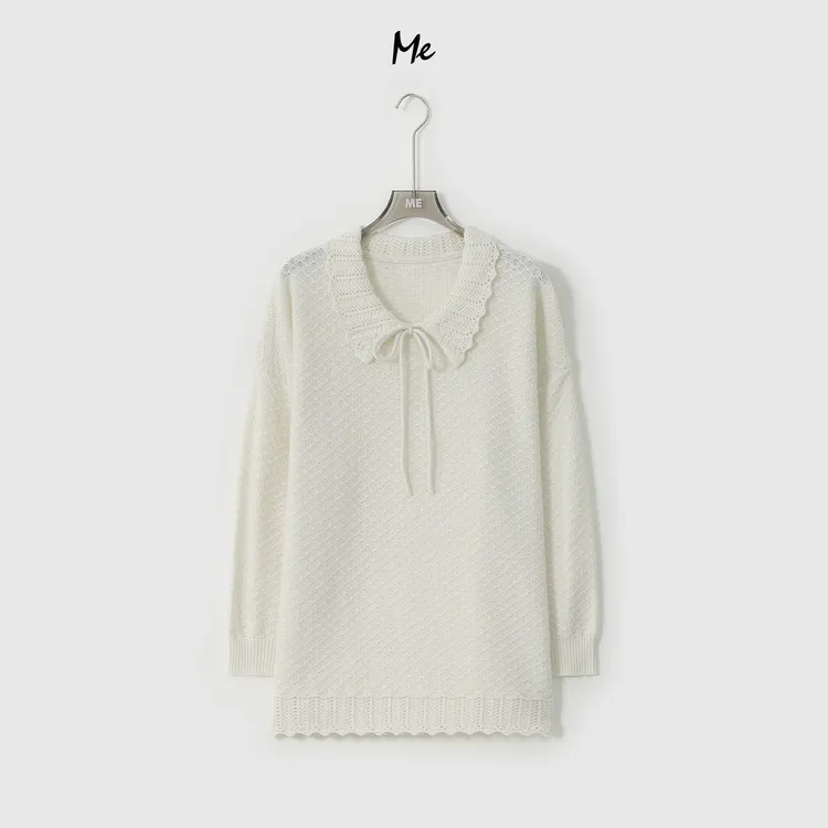 ME【荷叶少女衫】绵羊毛混纺圈圈纱少女感显瘦百搭时尚毛衣MESA2790