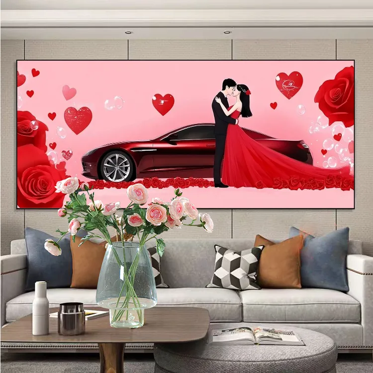 新款钻石画心心相印结婚情侣满钻全贴魔方圆钻石画卧室客厅贴钻画