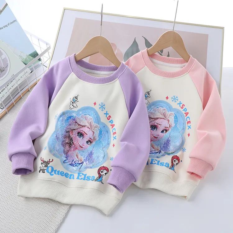 童装2025春款儿童韩版女童公主变脸卫衣中小童卡通套头衫宝宝上衣