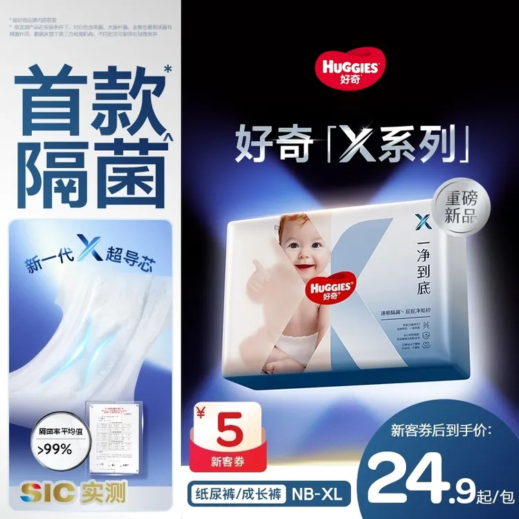 【迷你装】好奇X系列一净到底mini新生儿纸尿裤尿不湿隔菌NB-XL达人商品图