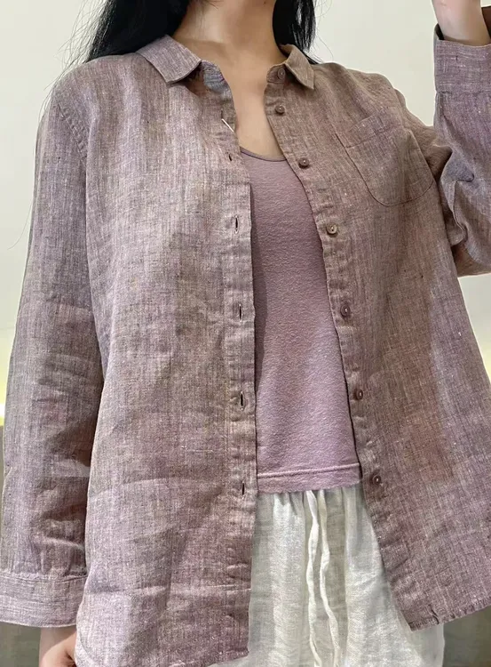 咖色春雨长袖衬衫