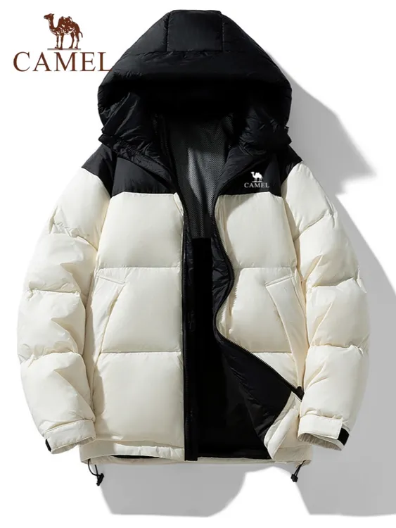 骆驼街羽绒服男士冬季新款2025保暖连帽运动户外休闲时尚情侣外套