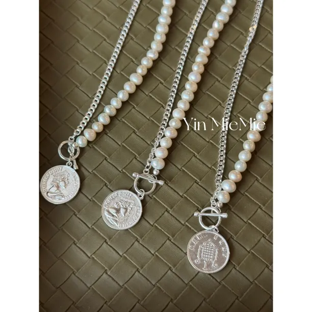 链子925银 女王钱币925银巴洛克项链百搭复古高级感古巴链OT链