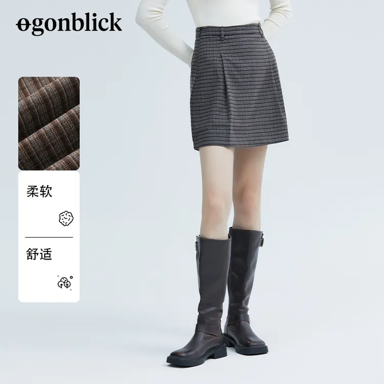 【北欧时刻】格纹半身裙复古高腰格子显瘦半裙A字短裙21897131676