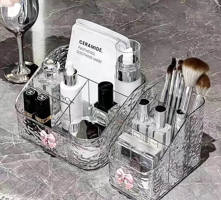 轻奢化妆品收纳盒桌面梳妆台口红护肤品亚克力透明置物架高级桌上