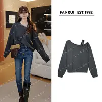 FANRUI/泛芮「失温告白」斜肩漏肩时髦显瘦设计感百搭卫衣女B17886