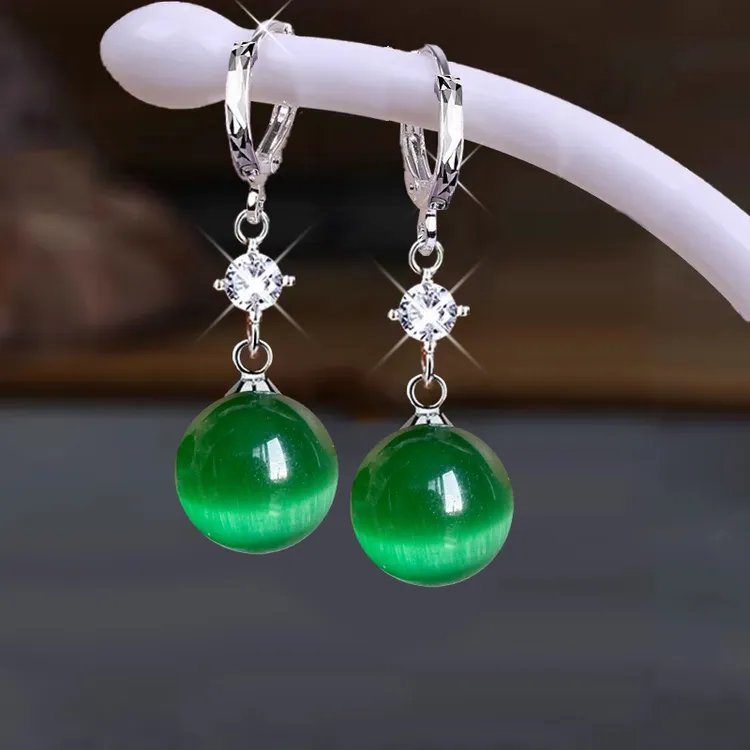 925银耳饰 绿色miumiu耳环时尚大气简约个性耳坠不过敏2026年新款