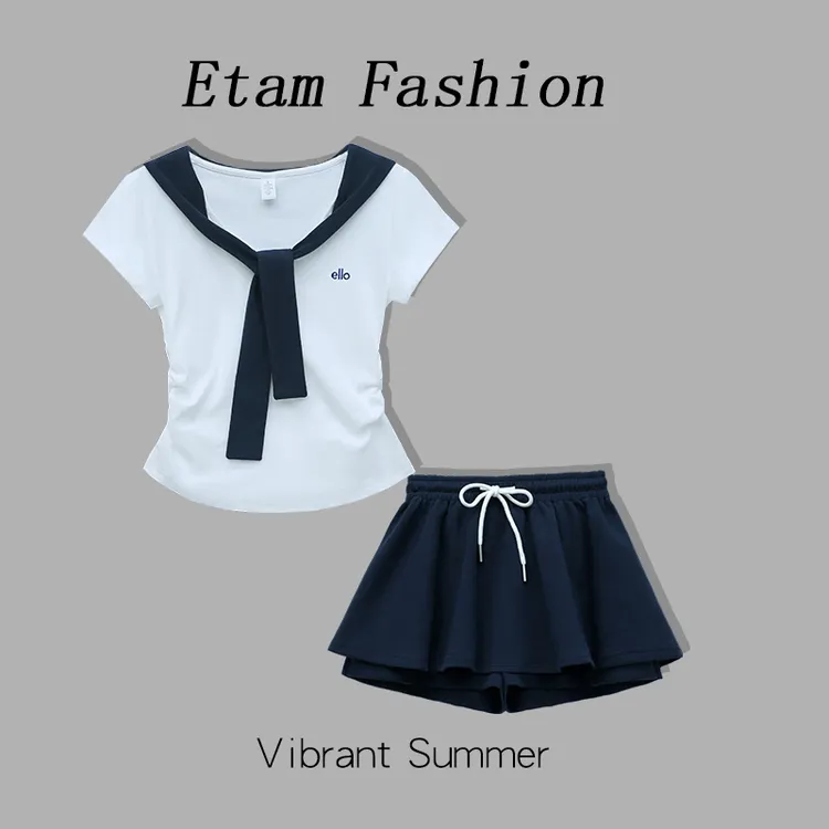 学院风运动风韩版短袖T恤女2025夏显瘦休闲百搭ins芭蕾裙套装