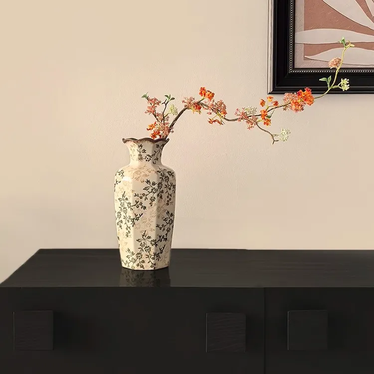 态生活新中式繁花陶瓷花瓶客厅装饰品摆件高级感水培花瓶插花花器