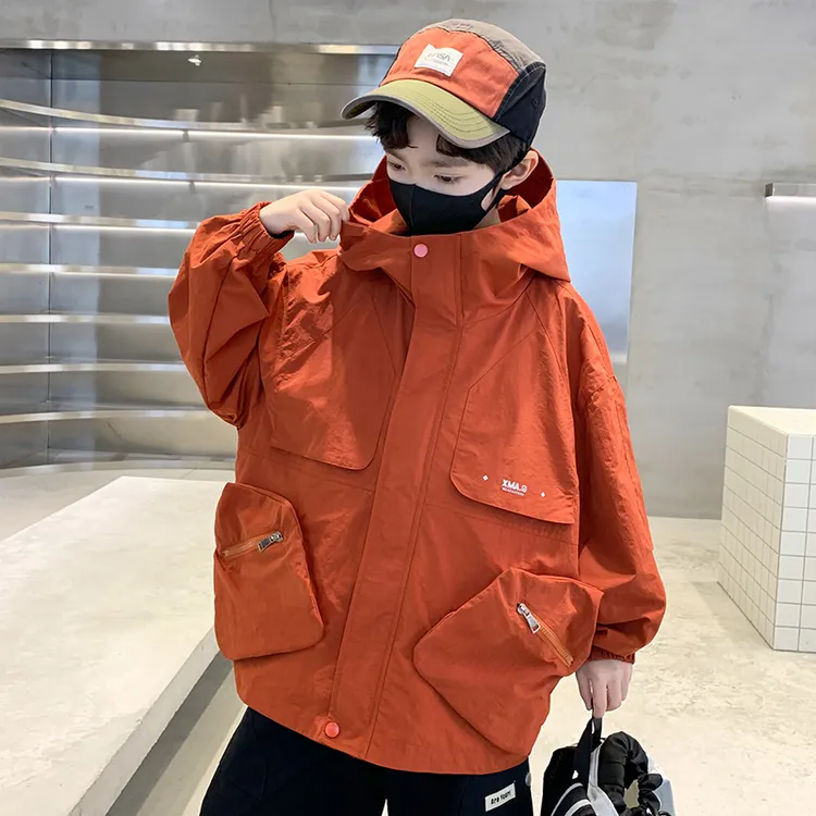 男童外套春秋款6-12岁潮款中大童男孩帅气小学生儿童风衣连帽洋气