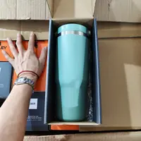 T绿  887ml 手拎双层真空吸管保温杯