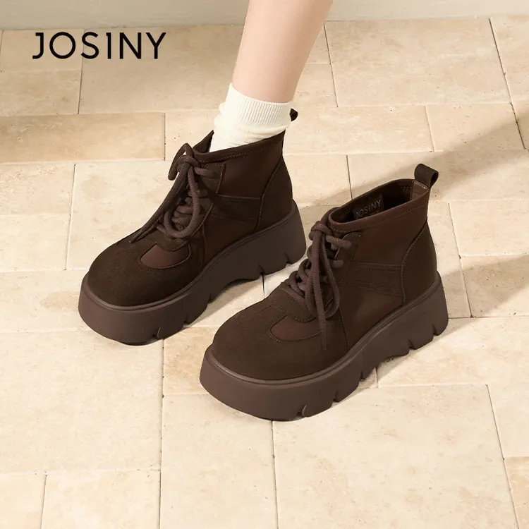 卓诗尼2025女靴厚款保暖时尚雪地靴短靴冬季圆头短筒572A62094