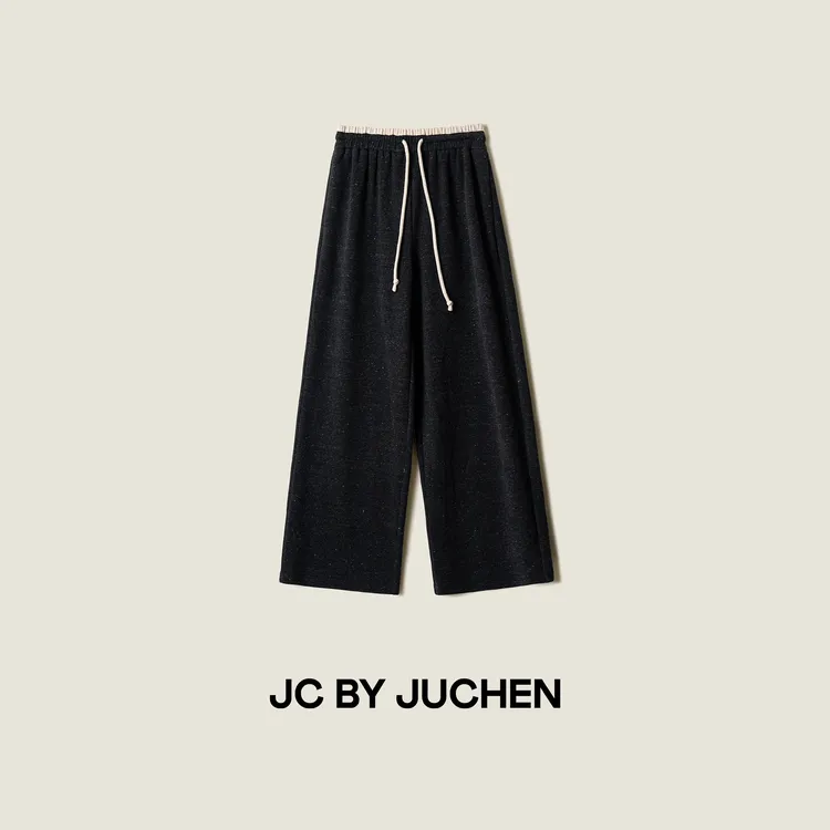 过冬雪花糯米裤垂荡显瘦加厚直筒撞色松紧腰休闲裤 FW201006-191