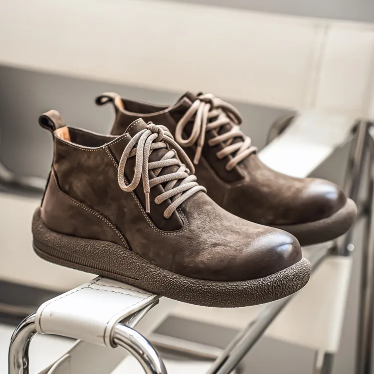 头层牛皮软皮秋冬中邦季新款男鞋系带休闲复古小皮鞋低帮靴
