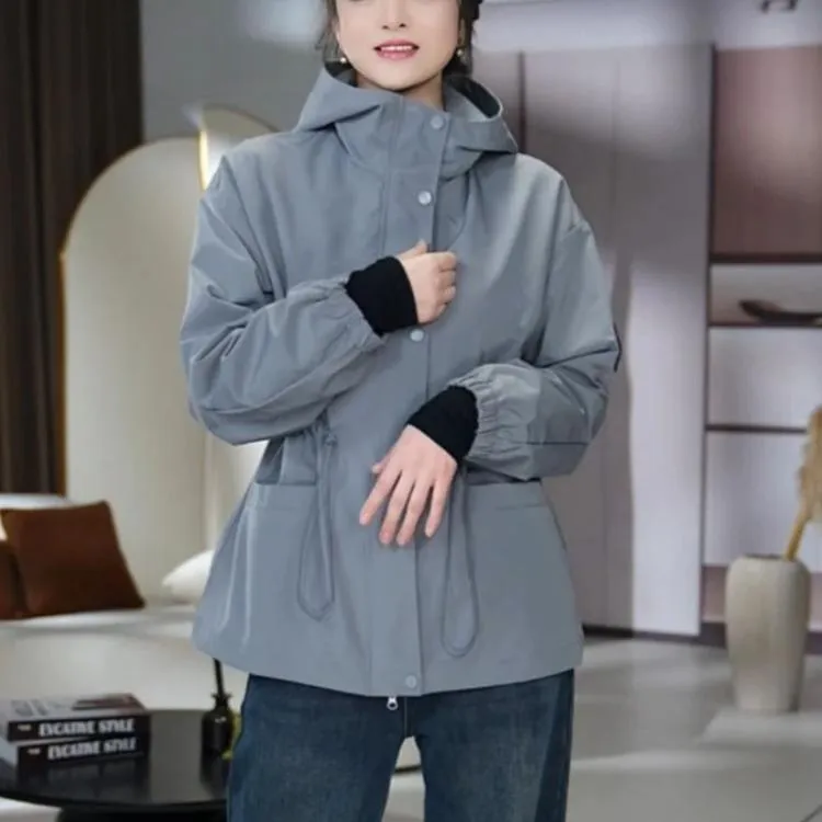 2025春季新款连帽中长款风衣外套收腰薄款气质冲锋衣款式上衣潮流