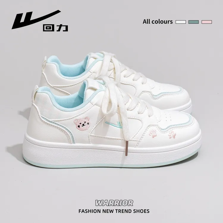 回力小白鞋女2025秋季新款ins帆布鞋可爱小熊清新拼色小众板鞋子