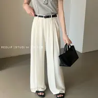 9939号68021夏#薄款纯色百搭双口袋气质压褶西裤（配腰带）（预）