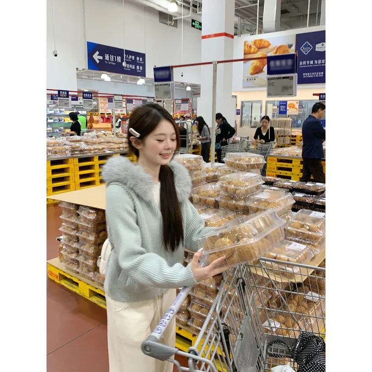 切糕自制【冬季恋歌】小个子冬慵懒洋气温柔显白毛领可拆卸保暖毛衣