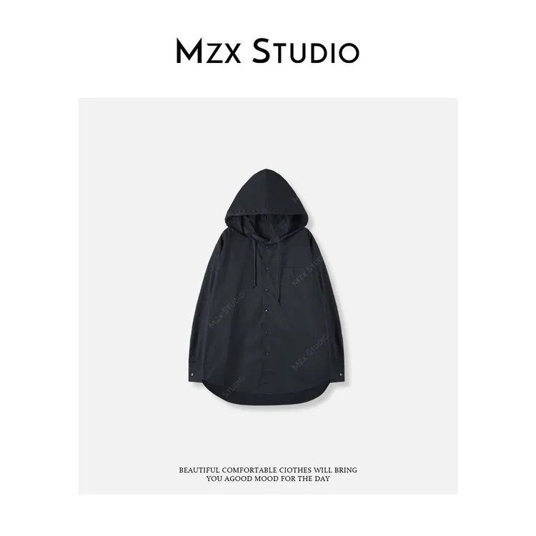 MZX 秋季100新疆长绒棉连帽长袖衬衫 SY10262-C