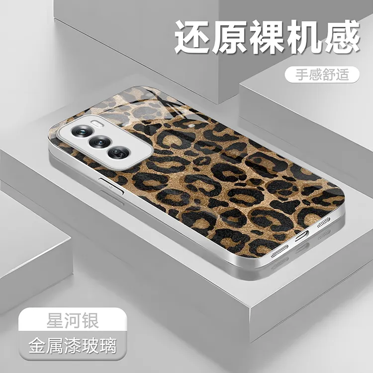 适用于【OPPO】Reno12个性豹纹创意潮女高级轻奢全包玻璃壳
