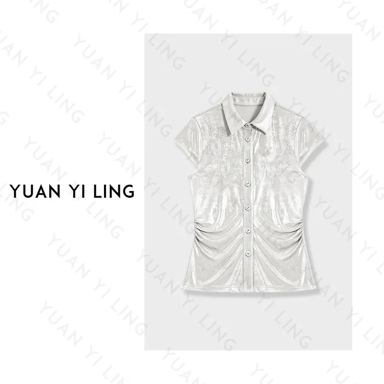 袁艺灵【云朵T】25 春夏上新轻奢翻领时尚多色休闲女短袖衬衫