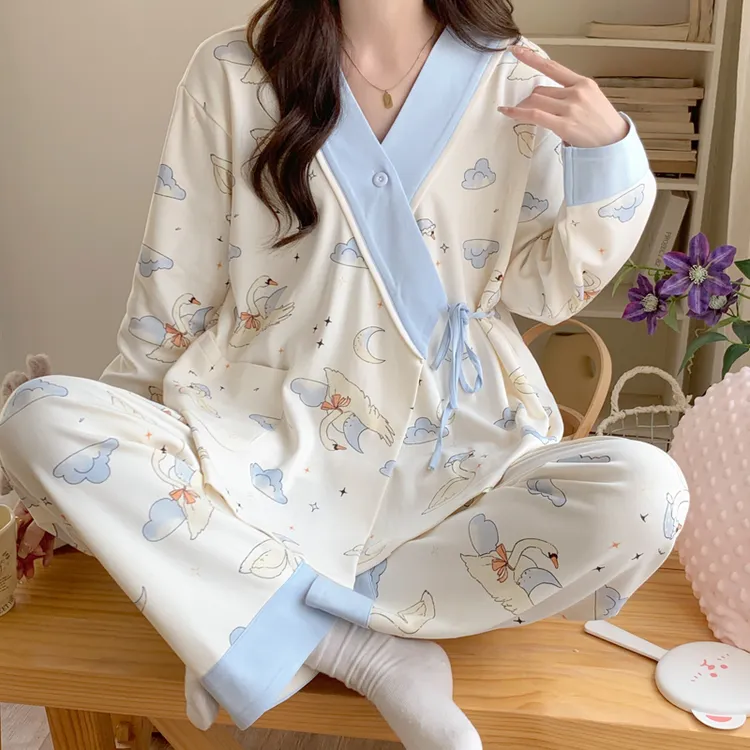 月子服夏季公主风薄款产后孕妇哺乳睡衣待产服春秋产妇家居服套装