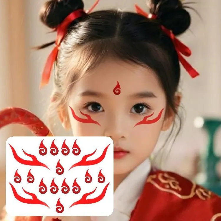 哪咤额头贴眉心贴汉服古装儿童纹身贴敖丙眉心