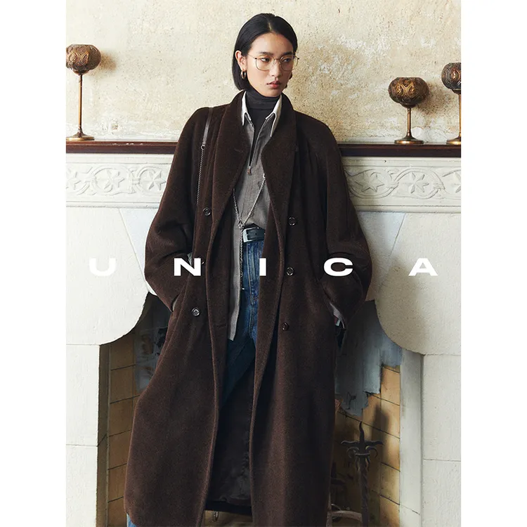 UNICA60年代VTG经典001_超轻意大利进口_苏力羊驼版复古荡领大衣