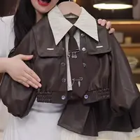 女童皮衣外套百褶裙2025秋季新款韩版潮酷休闲夹克儿童洋气机车服