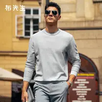 Mr.Bu布先生柔软亲肤长袖针织T双层领设计圆领秋季男上衣BT16883