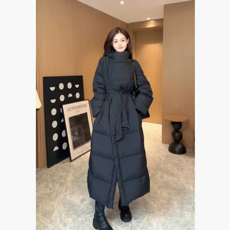 【唐雪莹】秋冬新款韩版宽松大摆百搭时尚潮流白鸭长款外套女8882