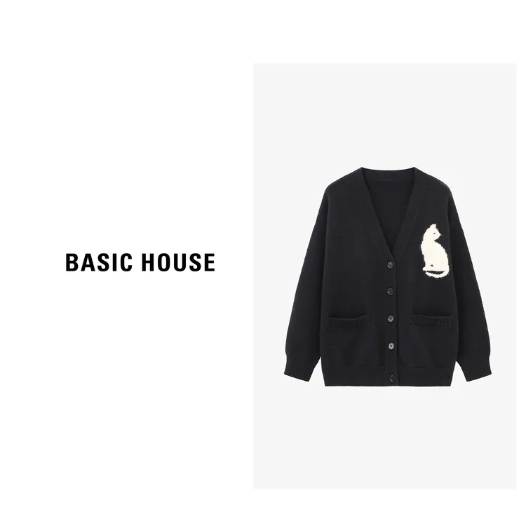 Basic House/百家好秋季休闲百搭极简风针织毛衣-B0625B5KAW2