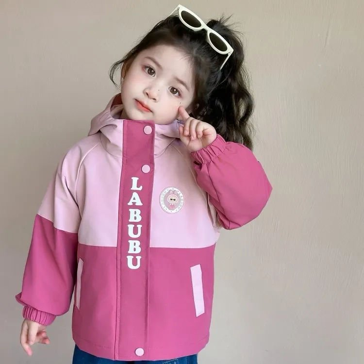 女童拉布布亮灯款冲锋衣三合一洋气连帽两件套秋冬款