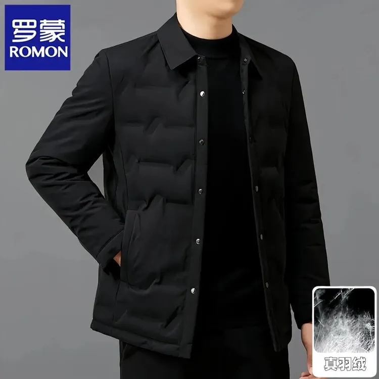 Romon/罗蒙秋冬新款轻奢男士羽绒服轻薄保暖百搭商务休闲夹克外套