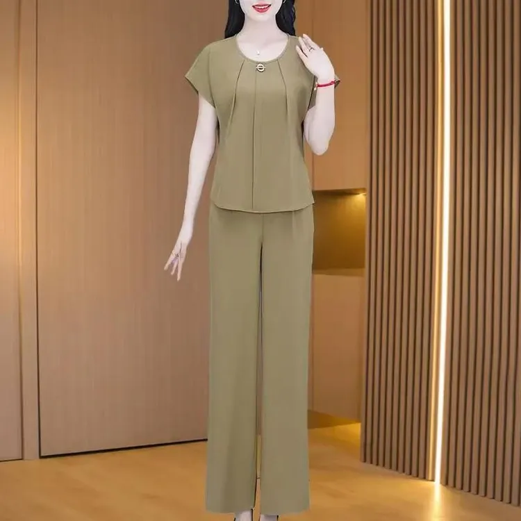 洋气休闲时尚两件套2025夏季新款贵夫人气质减龄宽松显瘦运动套装