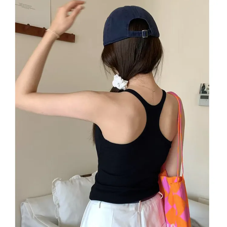 Y型黑色美背吊带带胸垫文胸一体运动工字背心新款夏外穿打底内搭