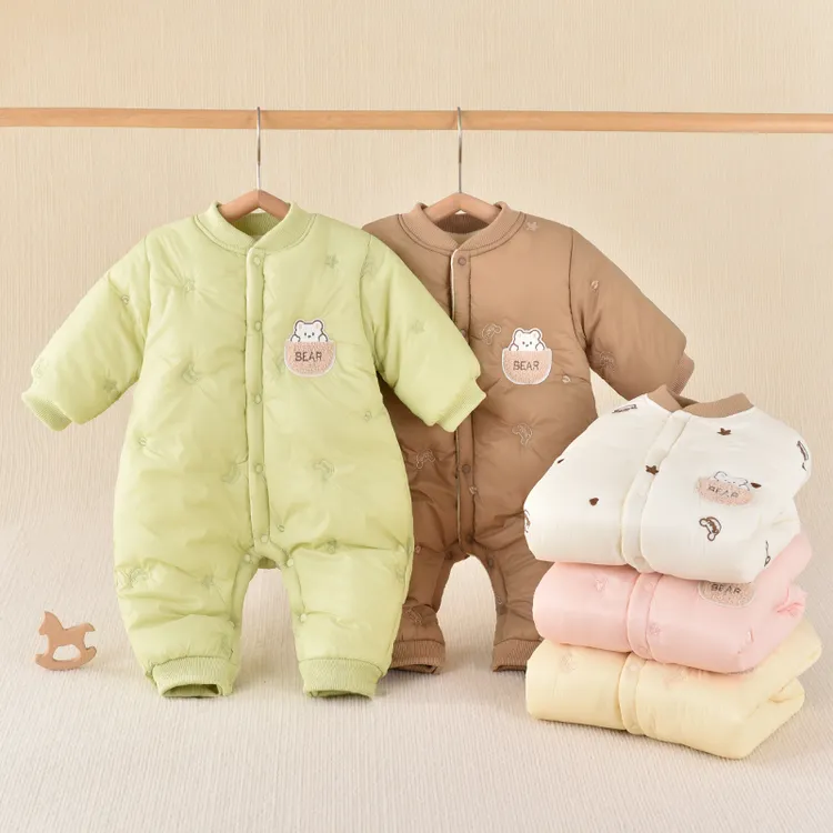 【上新】婴儿连体衣夹棉加厚棉衣新生幼儿爬服萌娃外出服冬装