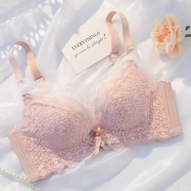 舒适内衣女小胸聚拢显大薄款夏季透气无钢圈蕾丝性感收副乳文胸罩