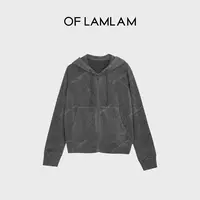 “休闲日记”惬意慵懒印染插肩袖时尚连帽卫衣OFLAMLAM MW077G 