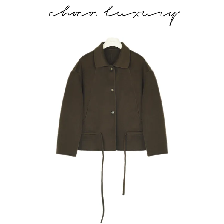 CHOCO【欧尼】100%羊毛 收藏系列 下摆抽绳双面呢 D3393