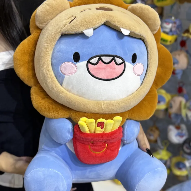 正版授权肥肥鲨薯条派玩偶公仔超大号毛绒抱枕可爱生日礼物
