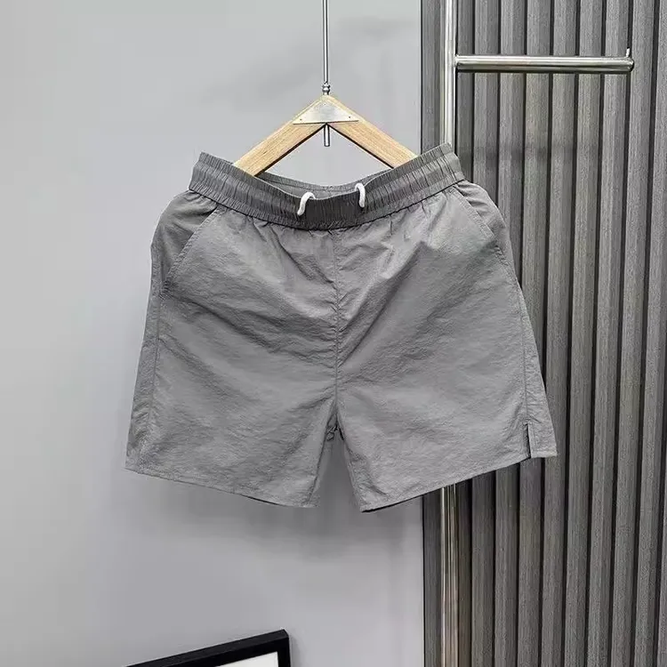 夏季薄款速短裤男士潮牌休闲简约三四分裤侣外穿纯色沙滩裤