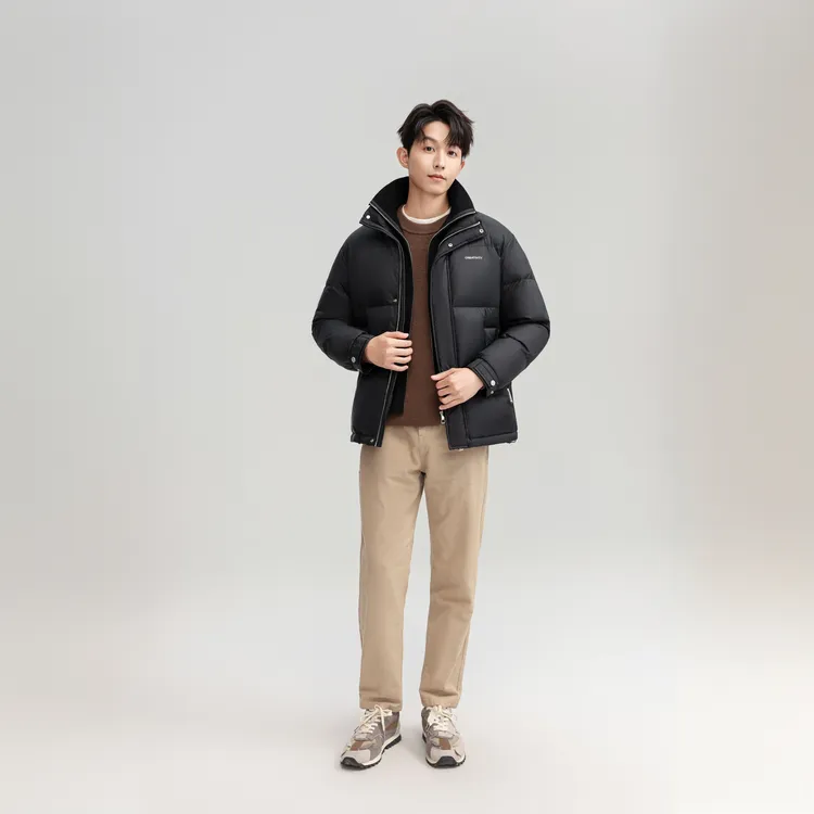 【短款立领假两件】蒙口老爹冬季加厚时尚百搭防风面包服反季羽绒服