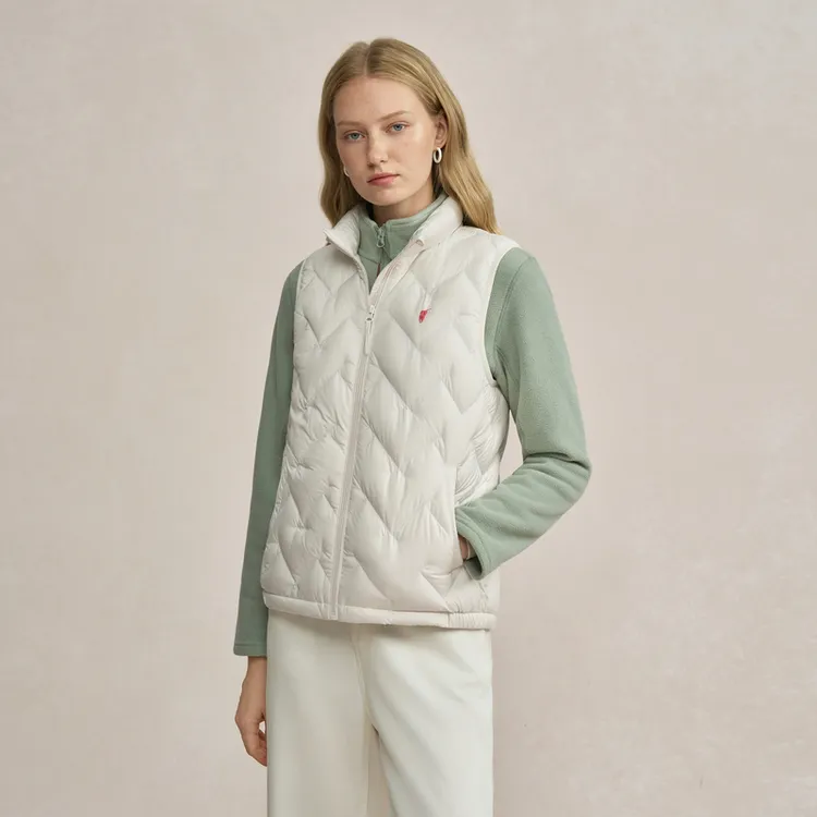 POLOWALK女士冬季新款羽绒马甲背心立领纯色简约外套AH1W44400011