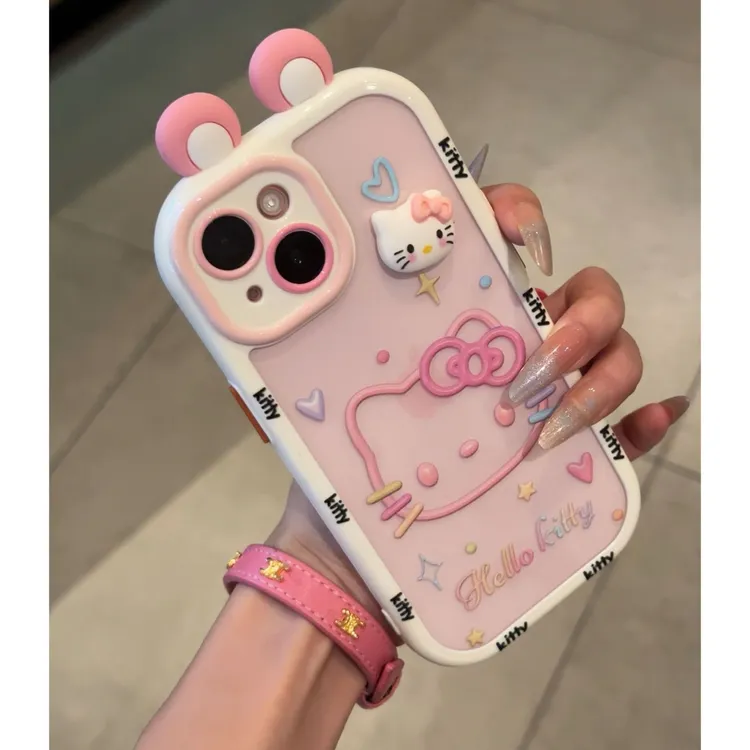 线条凯蒂适用16手机壳iphone14卡通iphone15防摔13创意12新款