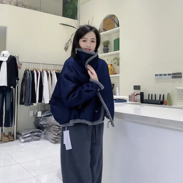 XINYIGE【千金风】牛仔加绒短外套 韩版保暖厚外套